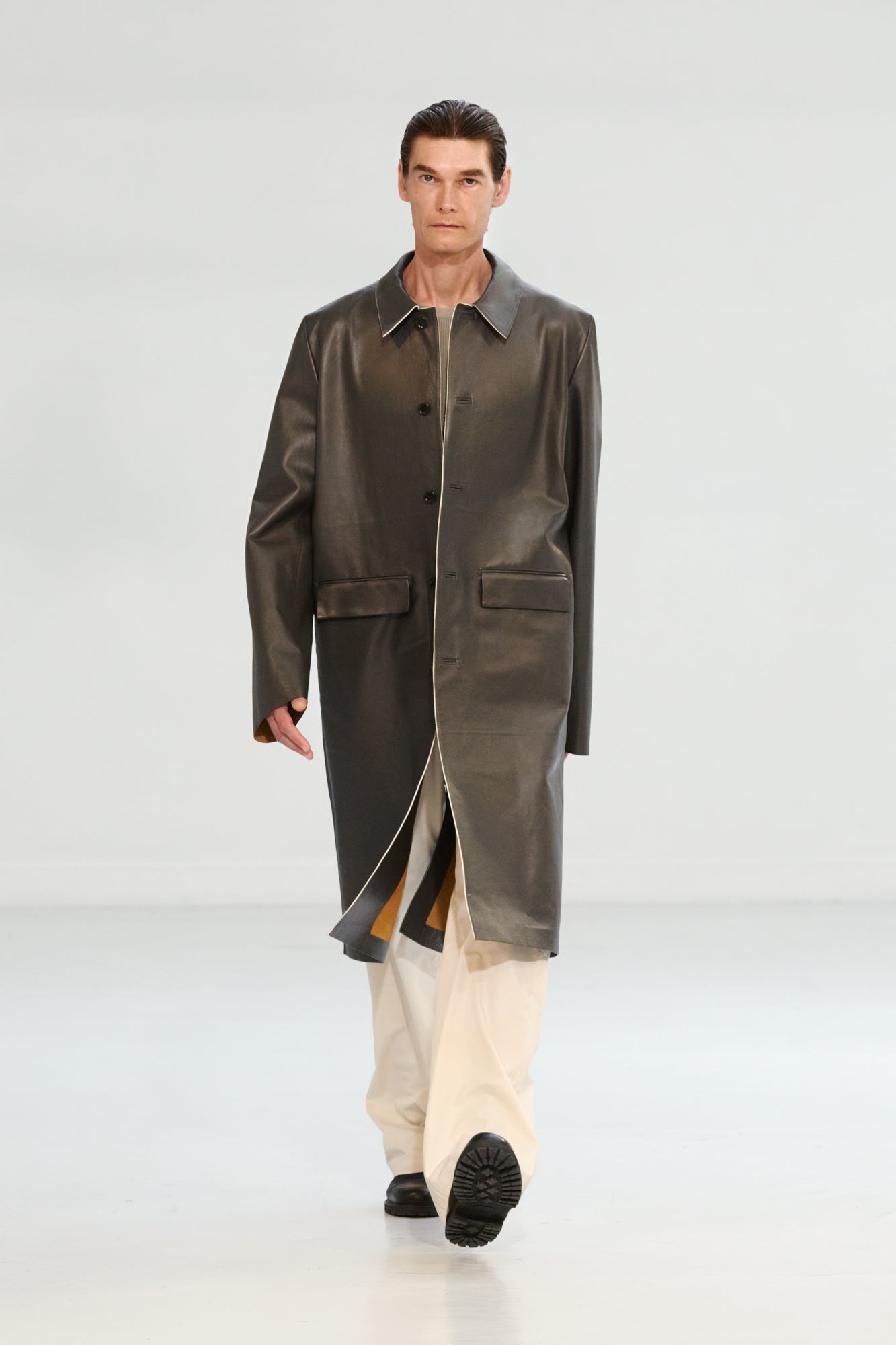 Bonded leather coat ardoise