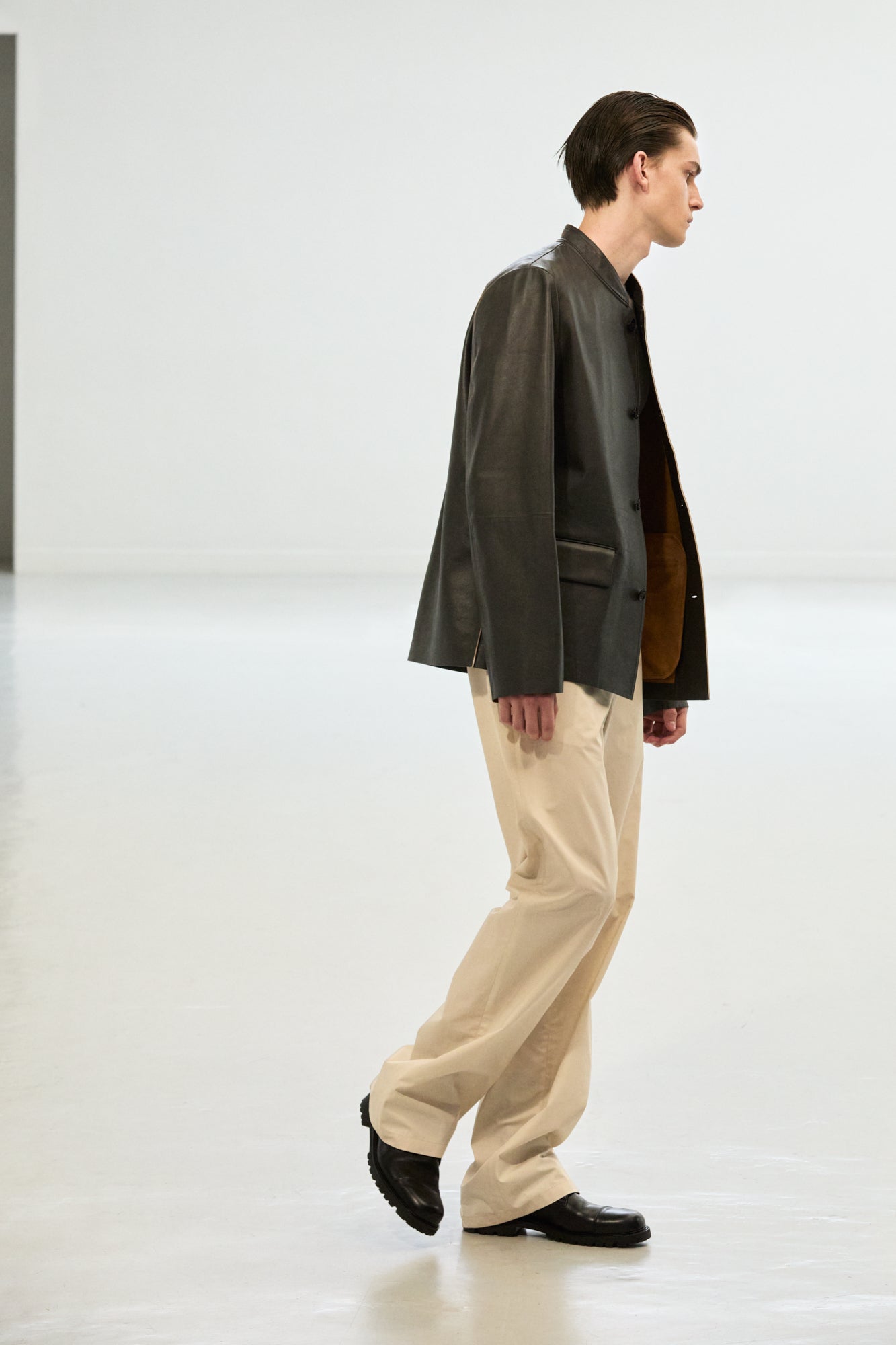 Bonded leather jacket ardoise