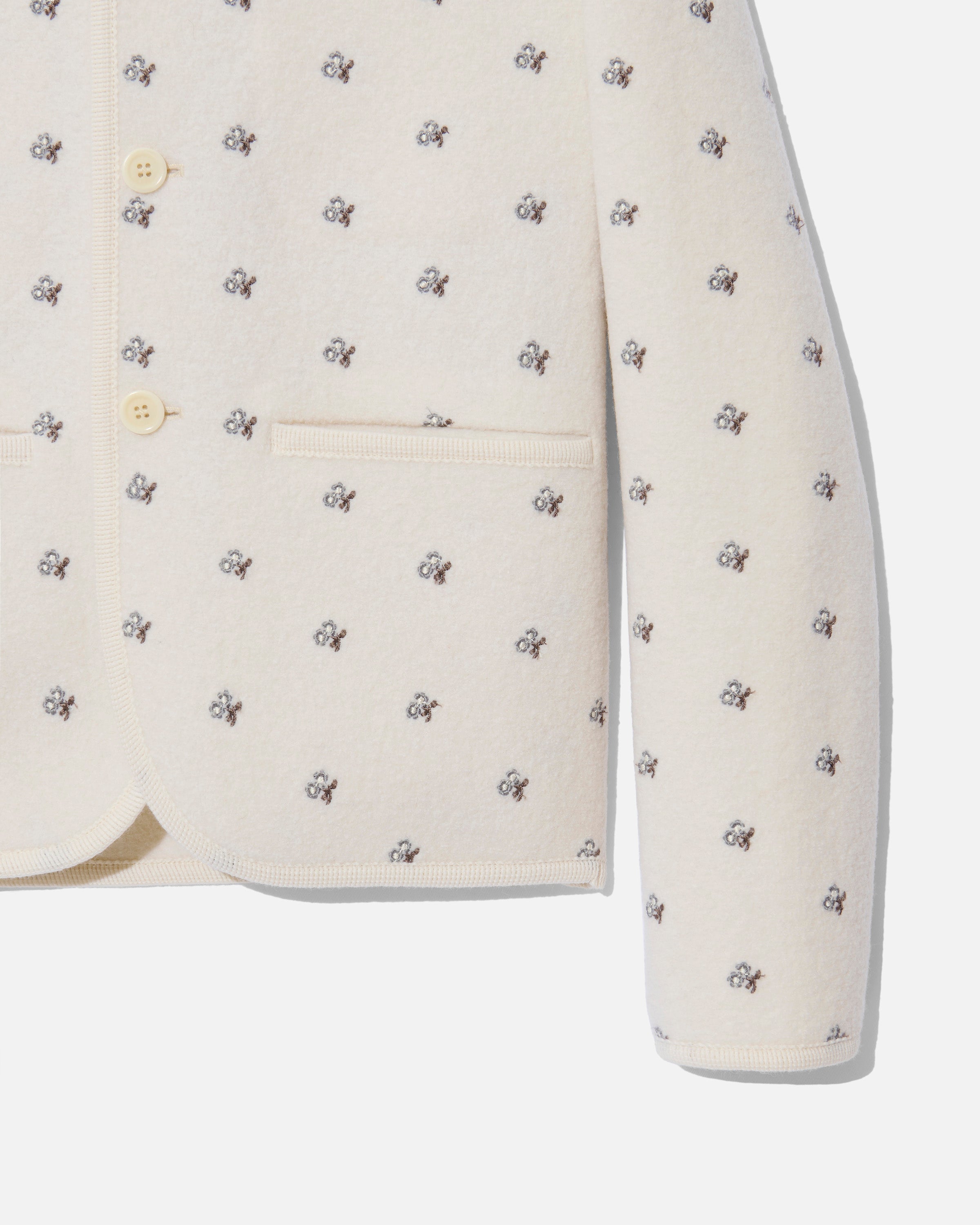 RIER | Walker jacket boxy flowers white | 100% natural wool | made