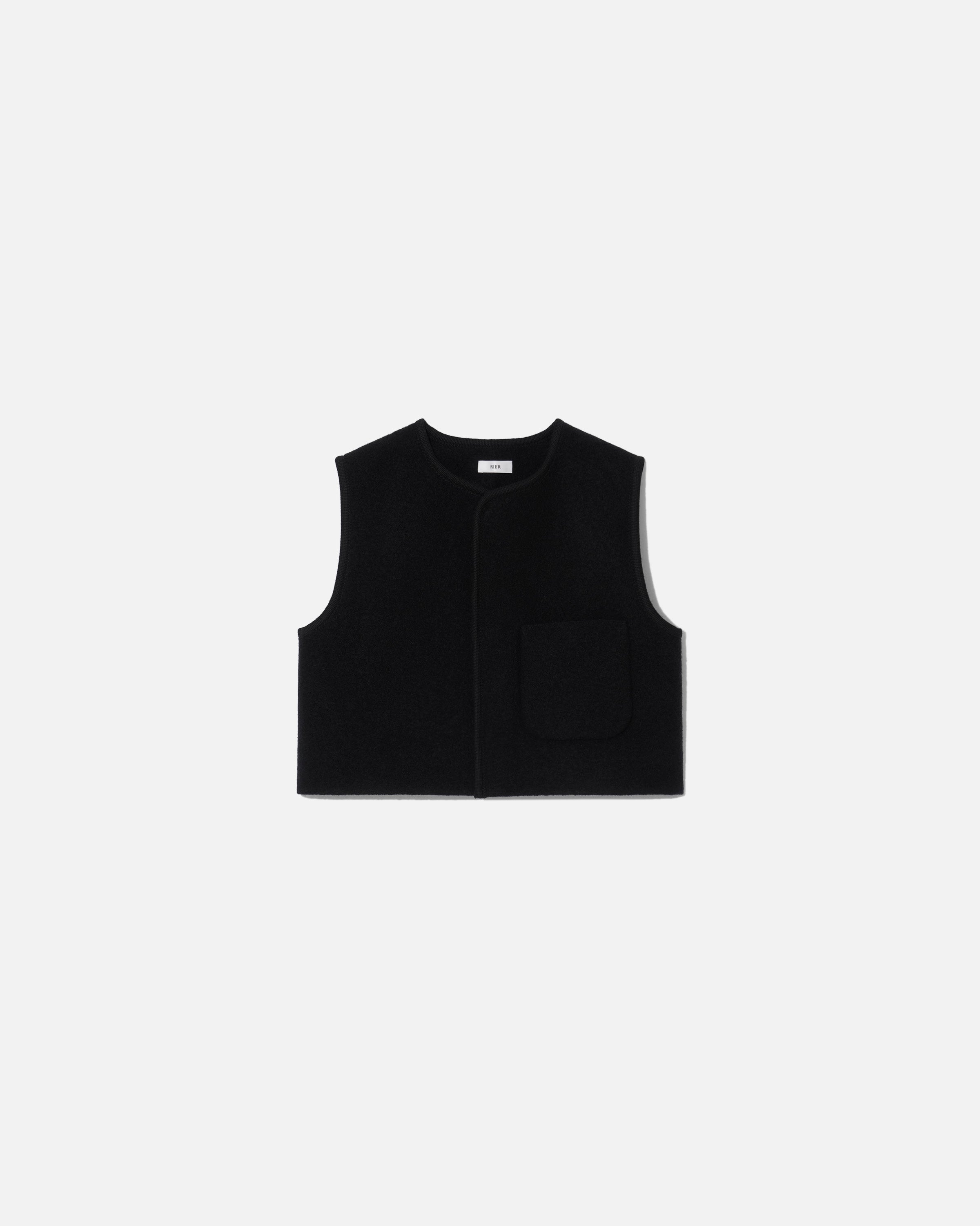【美品】RIER リアー　フリースベスト st pour homme Rier: ブラック フリース フルジップ ベスト | SSENSE 日本