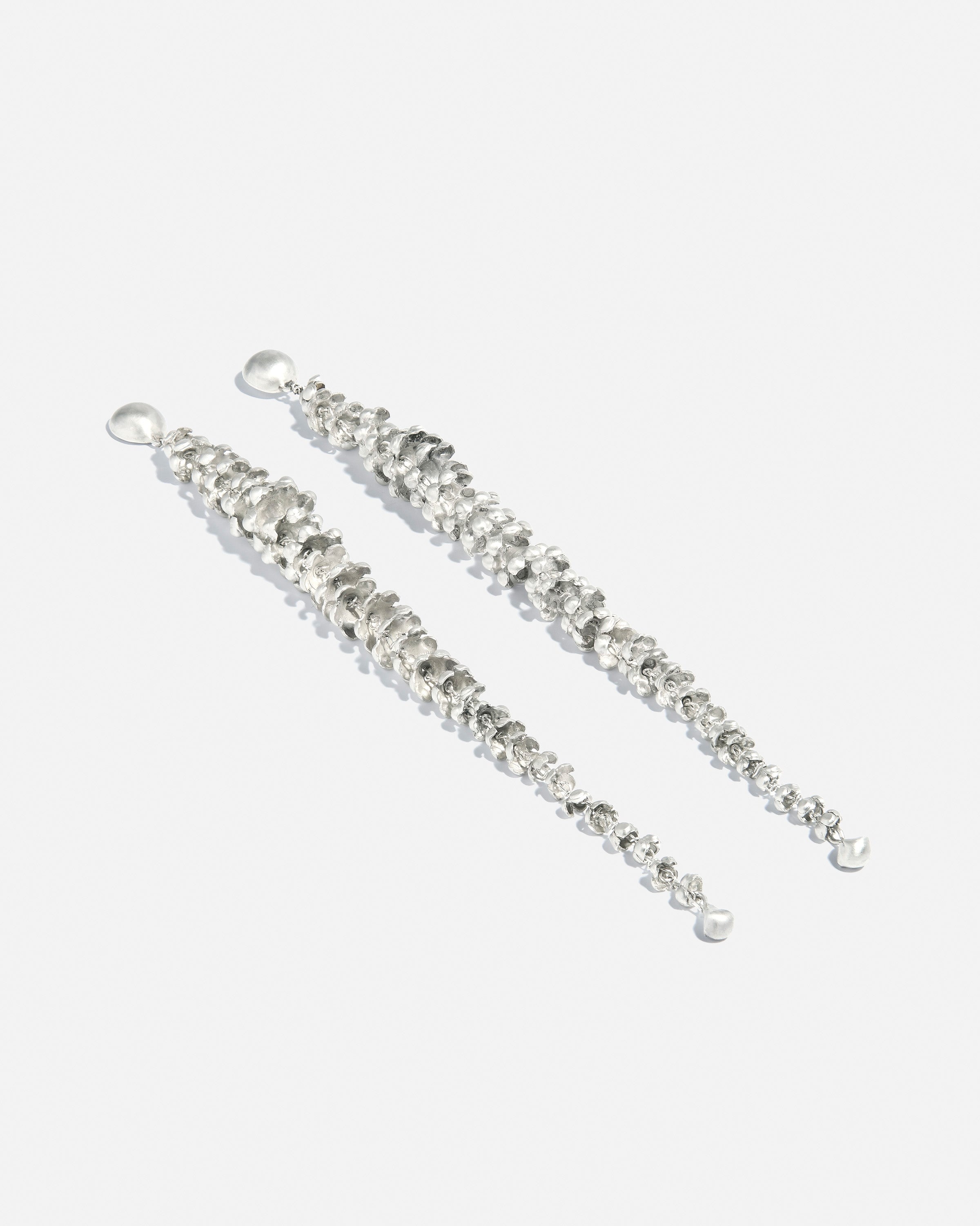 Sterling-silver earrings long pinecone