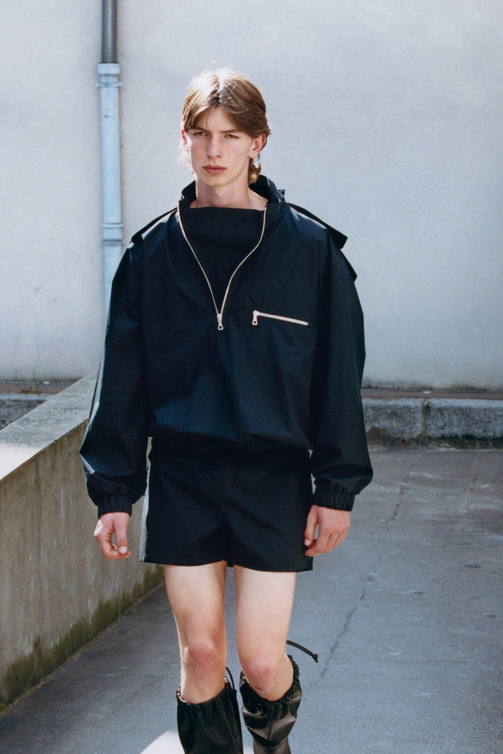 Windbreaker cotton waxed black