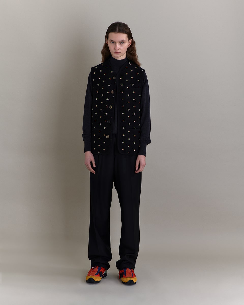 Walker gilet flowers black